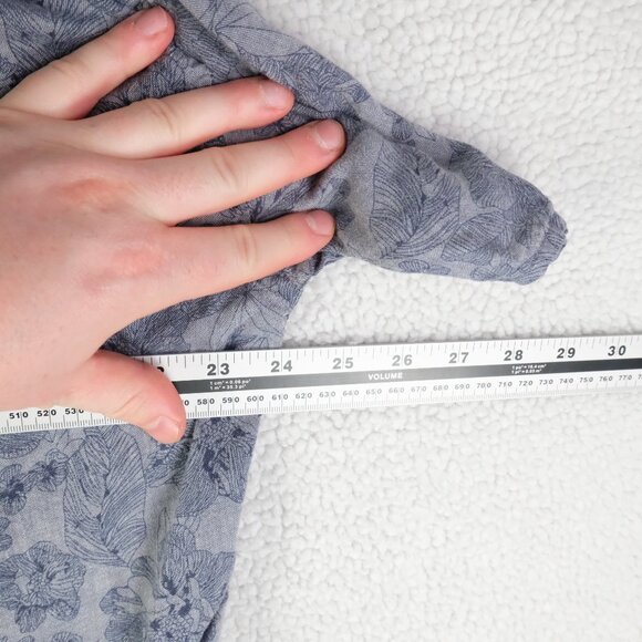 Barbour Shirt Mens Small Blue Floral Button Up Lyocell Linen Blend Short Sleeve - Picture 5 of 9